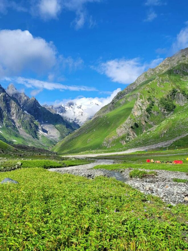 The Karah campsite on the Pin Bhaba Pass trek